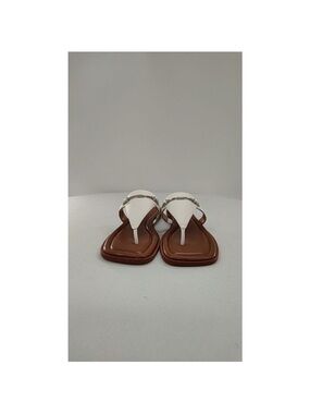Michael Kors White and Brown Leather Thong Sandals